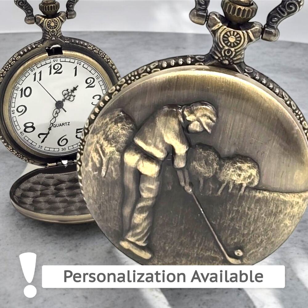 Golfer Pocket Watch - Vintage Style, Golf Trophy, Championship Prize Keepsake